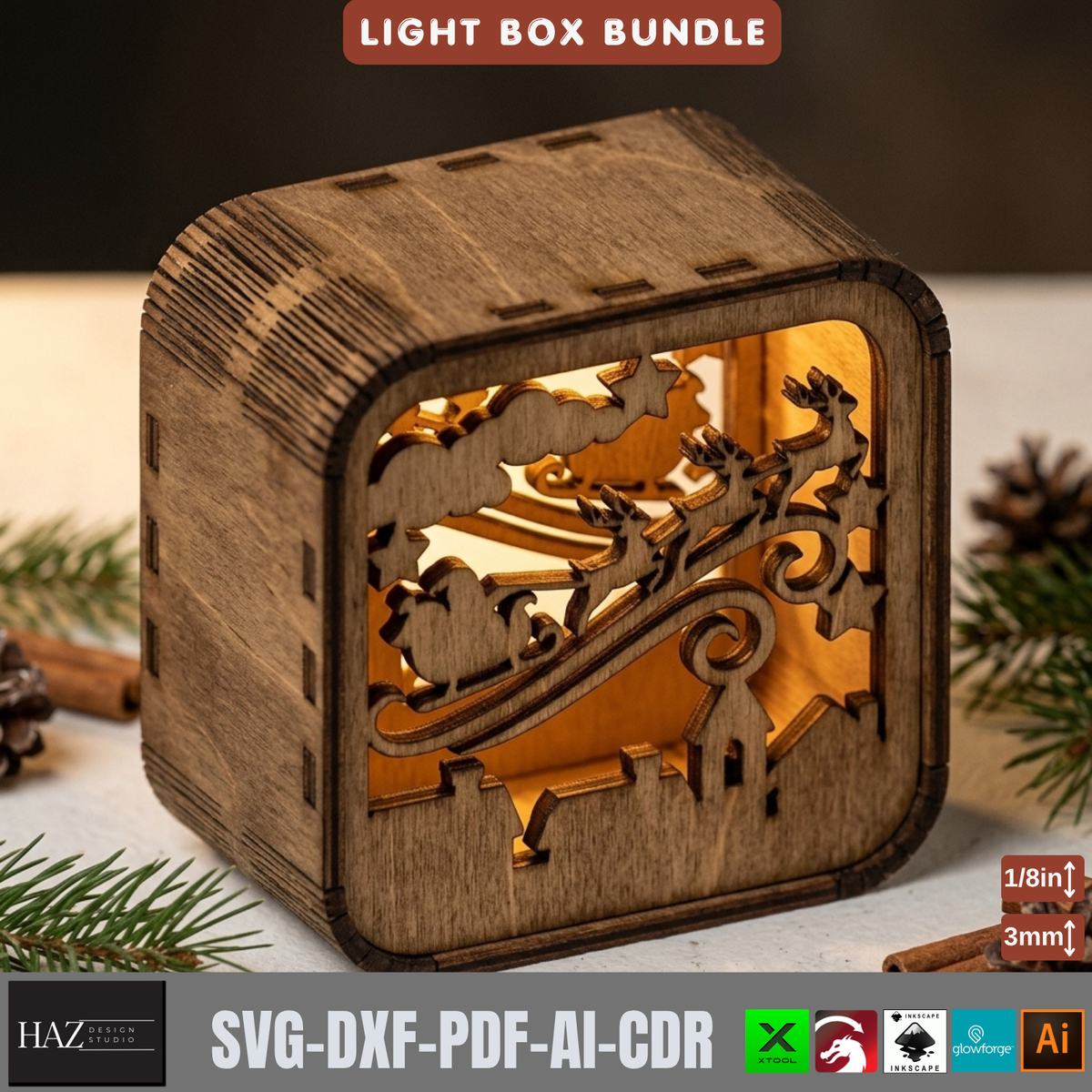 16 Rustic Christmas Shadow Box Night Light, Layered Snowman Cabin Lantern Plans, Holiday Mantel Decor 576