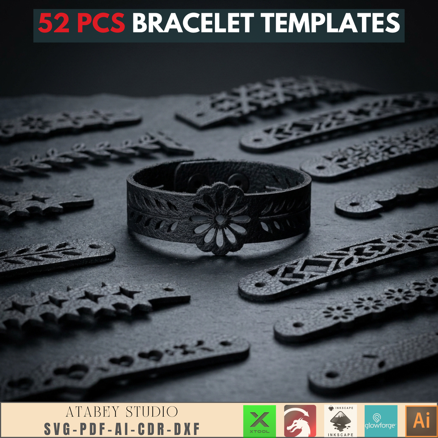 Laser Cut Bangle & Cuff SVG Pack, Creative Jewelry Making Templates, Files for Wood & Leather Crafters