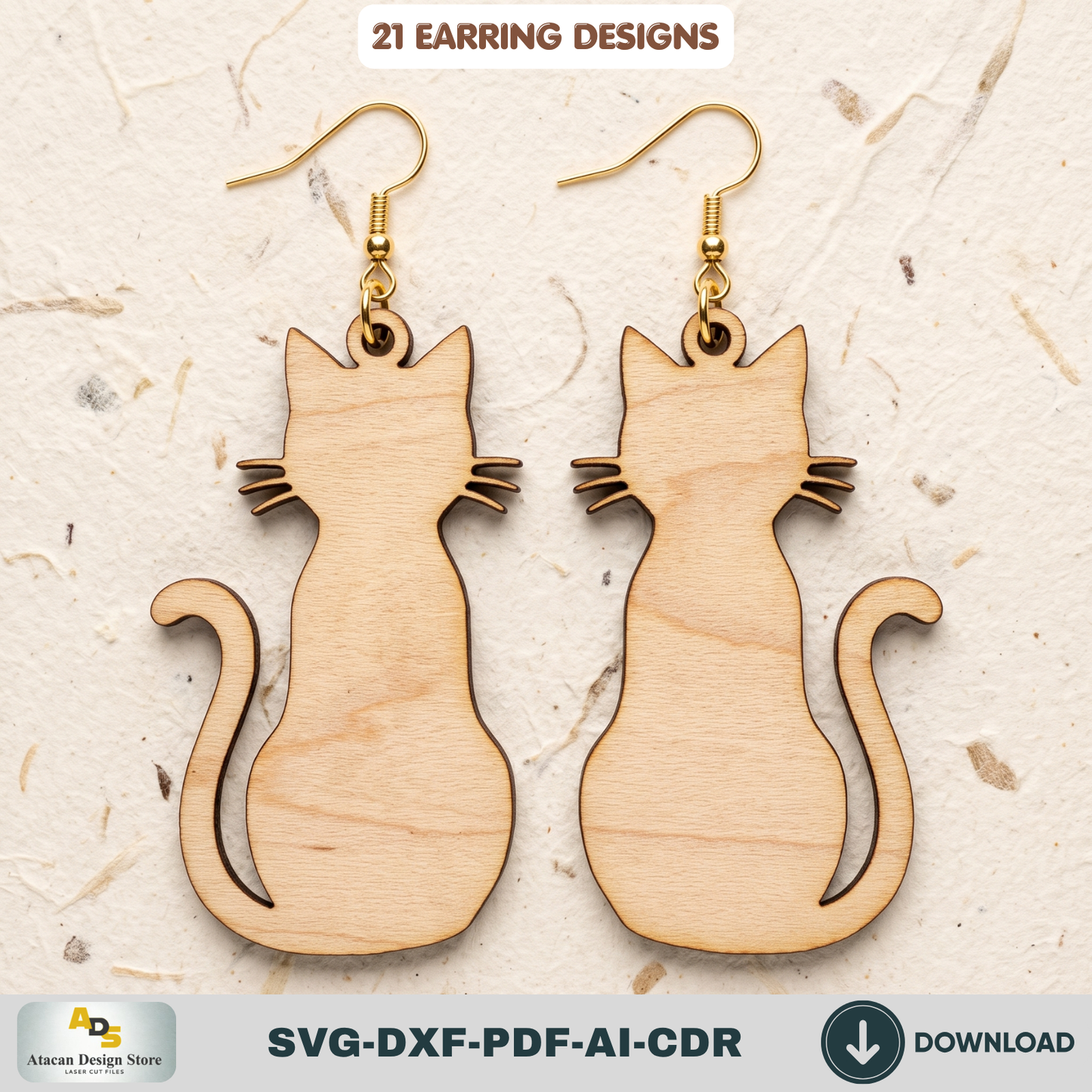 21 Wooden Earring SVG Bundle Laser Cut Jewelry Templates Glowforge DIY Wood Earrings Cutting Files