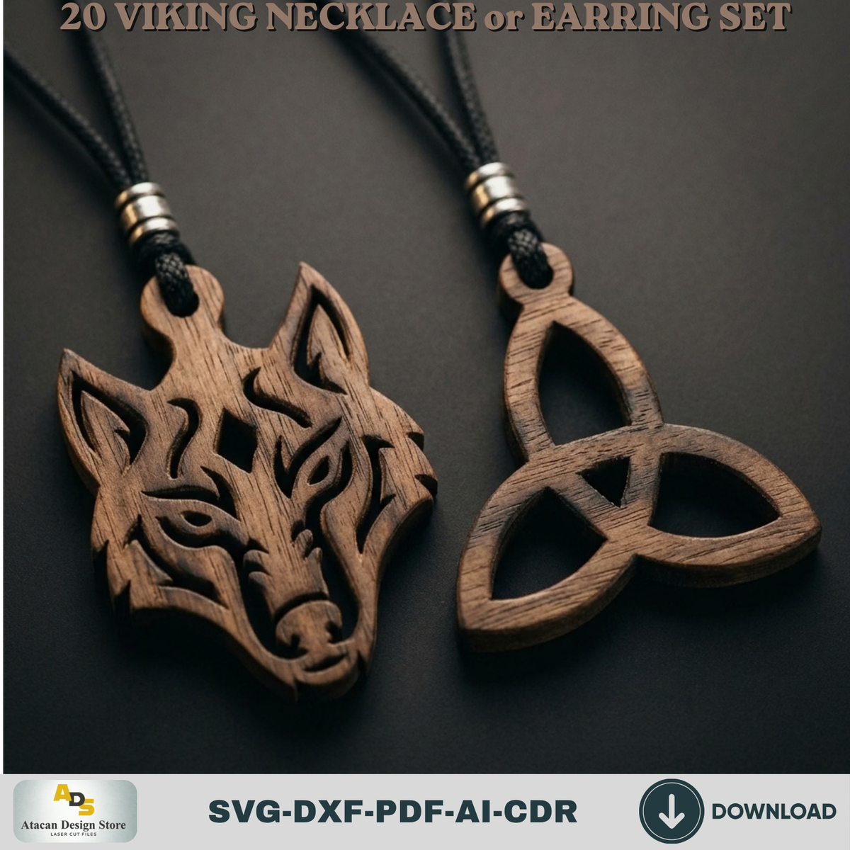 20 Viking Norse Jewelry Laser Cut Templates Necklace Earring Pendant Designs