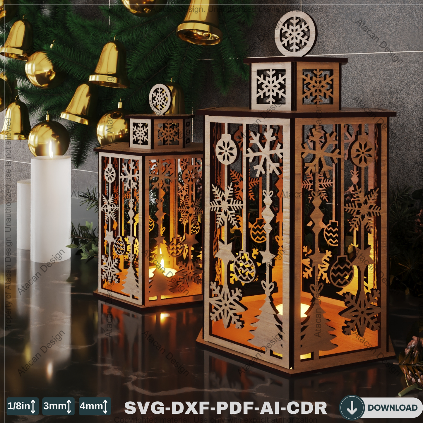 Christmas Lantern Design for Laser Cutting | Festive Night Light & Candle Holder Patterns 788