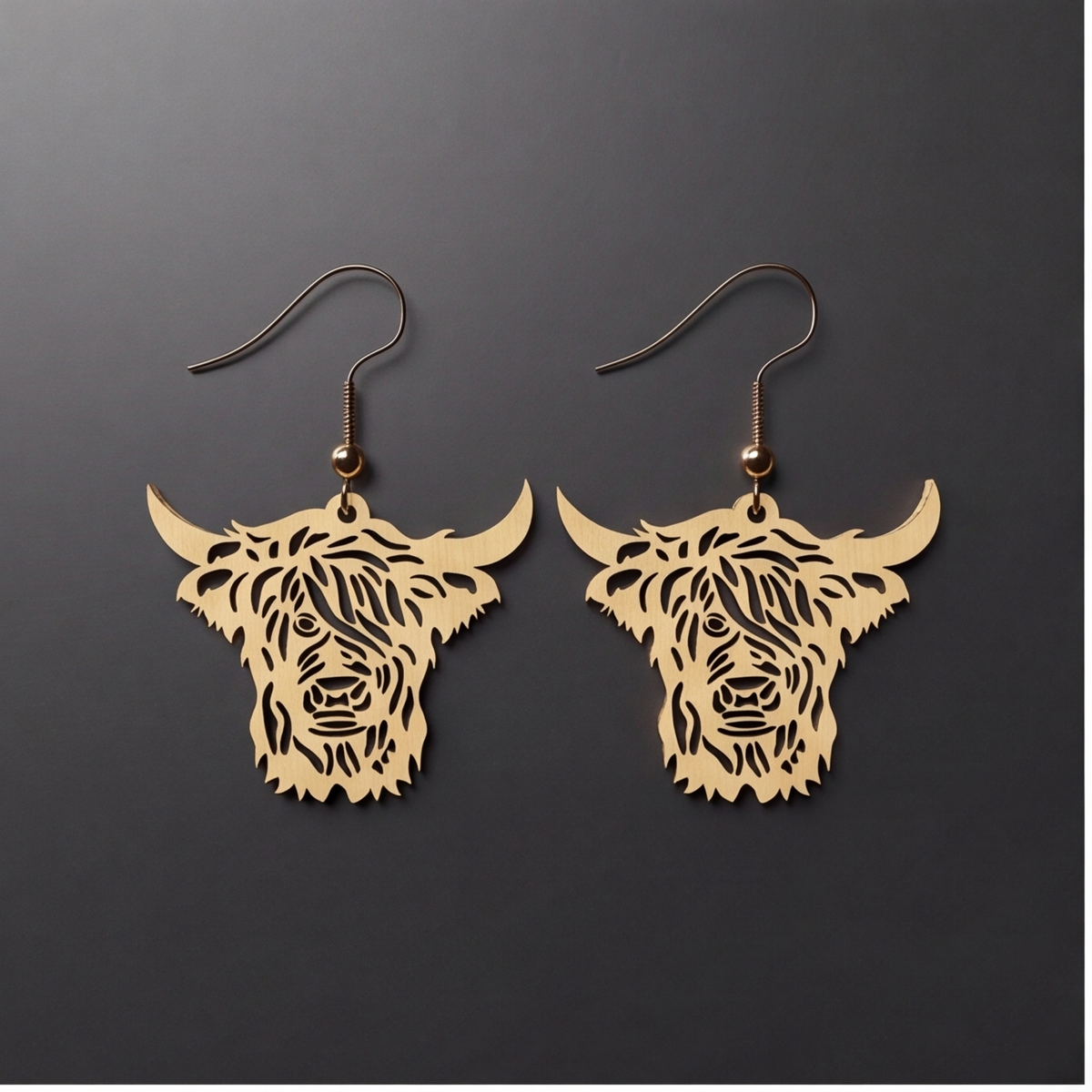 Highland Cow Earrings / Cute Highland Cow Earring Design Template / Jewelry Laser cut Files