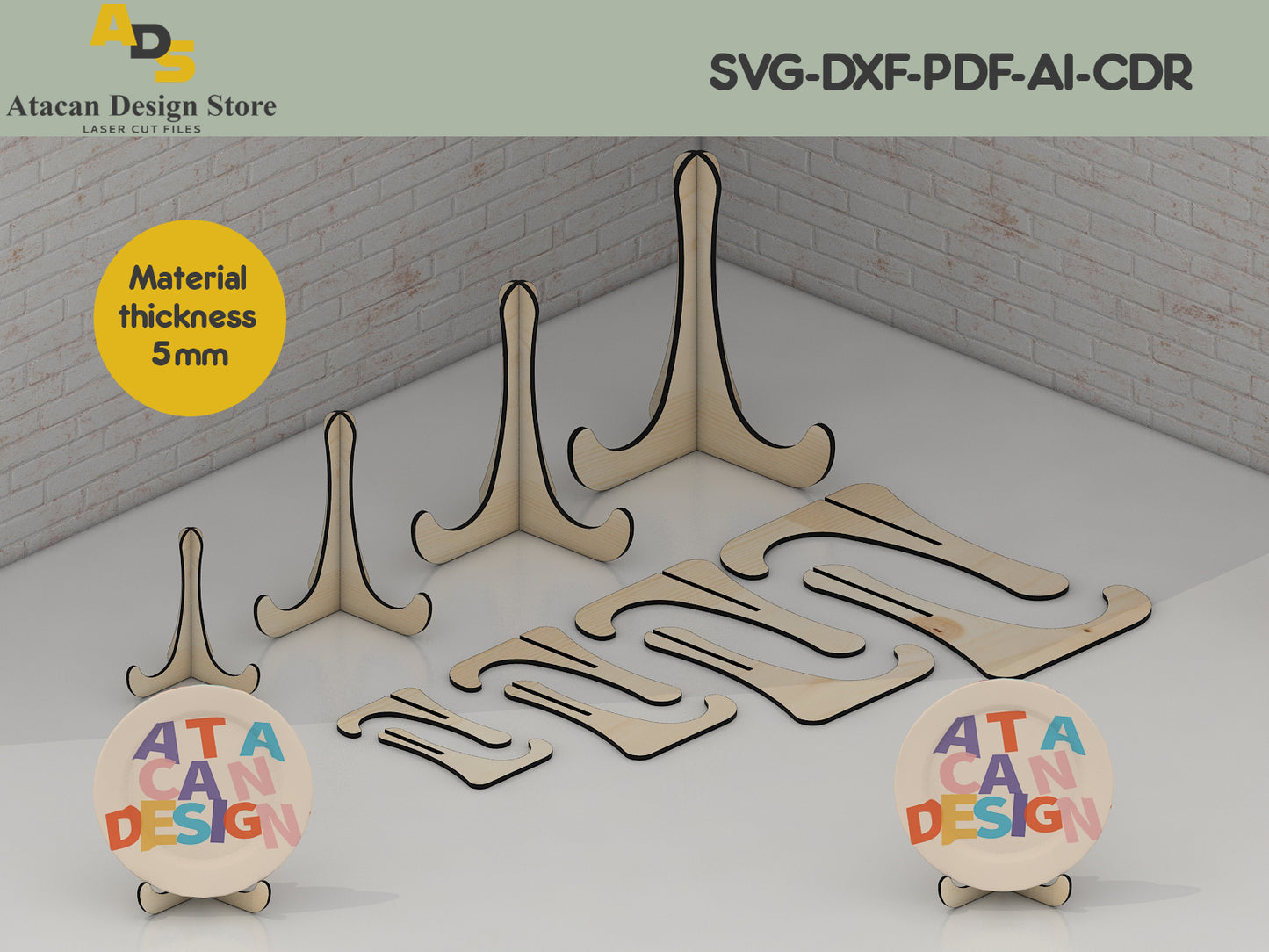 Waveform Picture Holder Stands - Laser Cut Files for Versatile Display Options 411