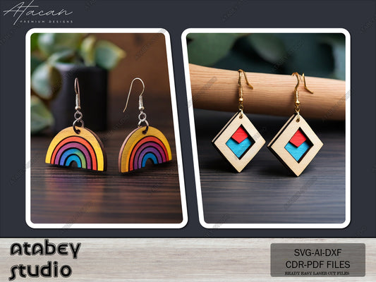Artisanal Rainbow Earrings – Premium Laser Cutting Files for Crafters 584