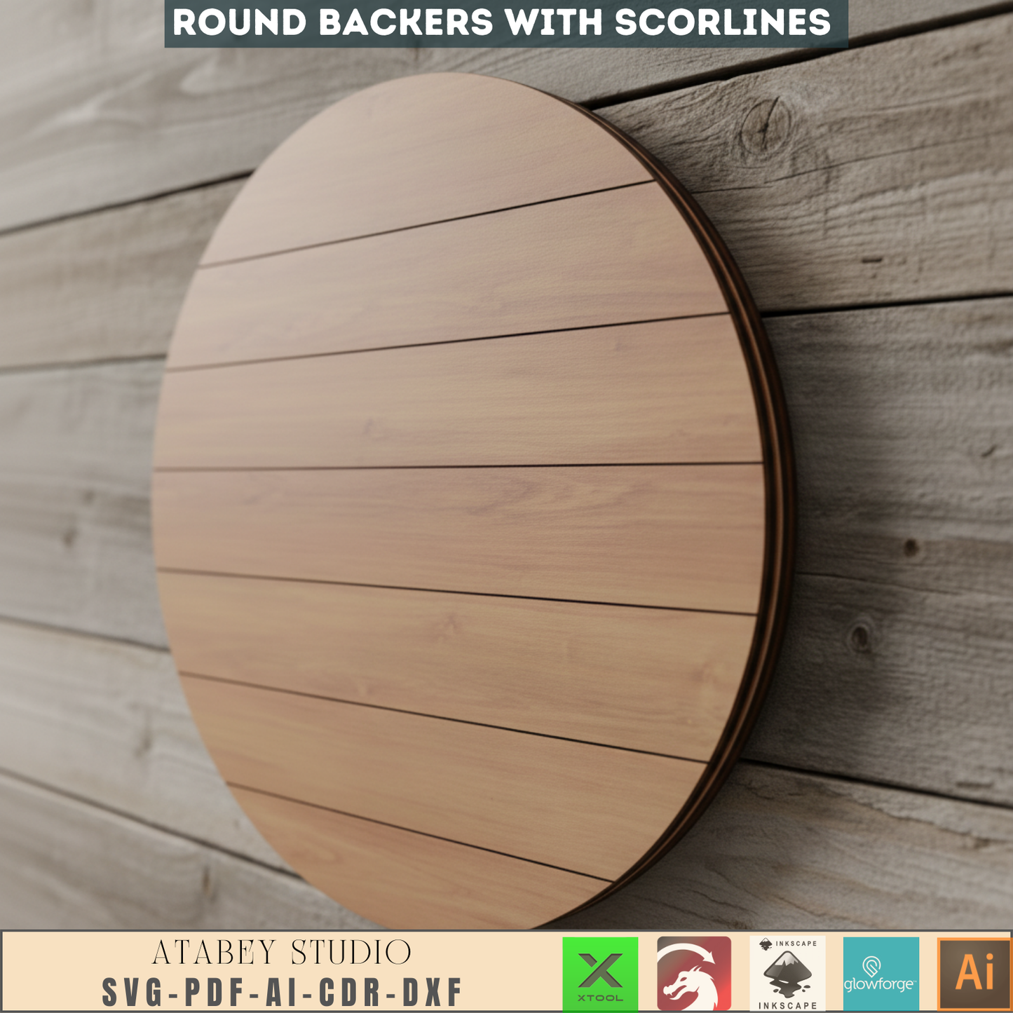 Faux Shiplap Round Pattern Set / Laser Engraving Scorelines Sign Backer for DIY Projects 687