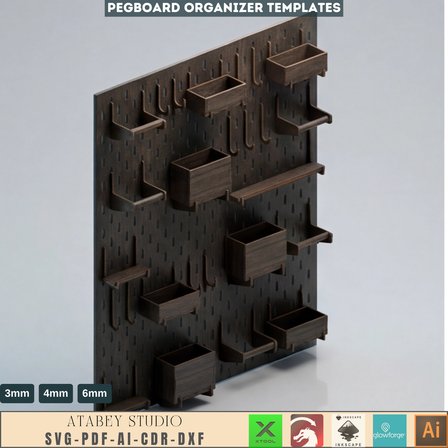 Pegboard SVG / Wooden Pegboard Accessories / Wall Pegboard