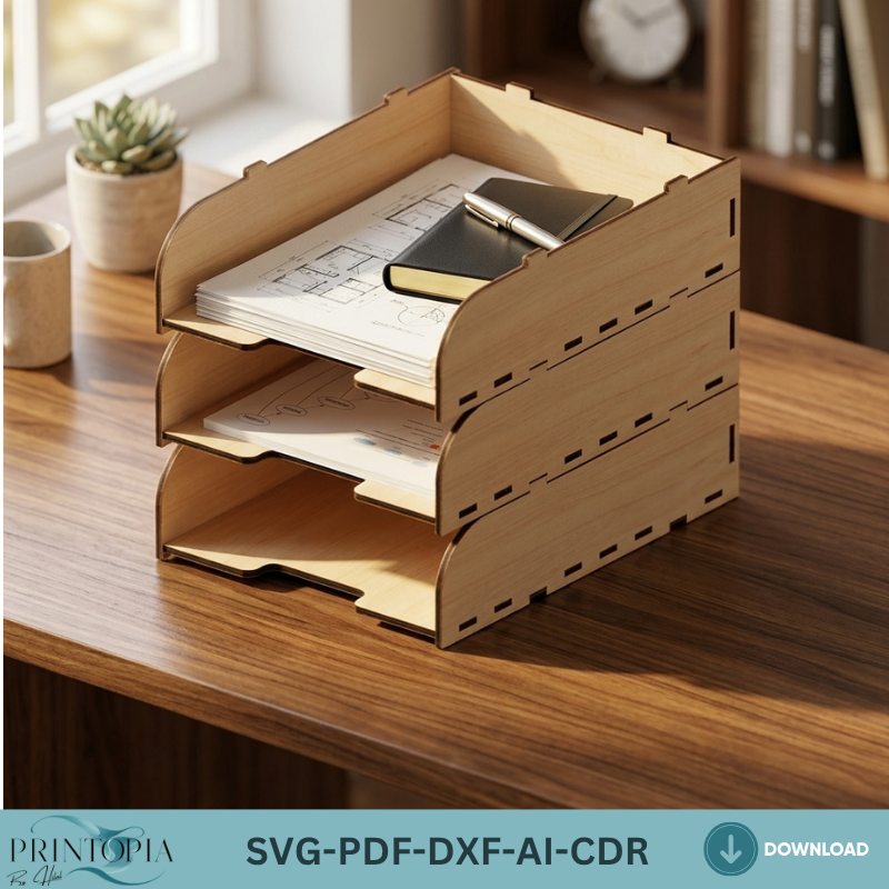 Stackable Wooden Paper Tray Document Organizer Office Desk Storage Sorter Design Desktop Stationary