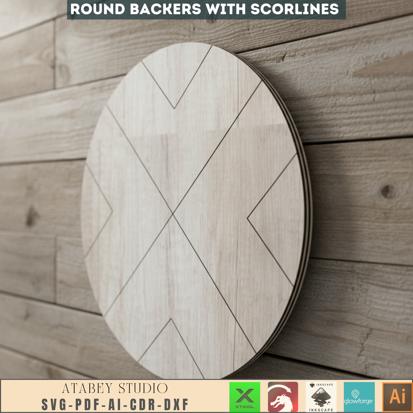 Faux Shiplap Round Pattern Set / Laser Engraving Scorelines Sign Backer for DIY Projects 687