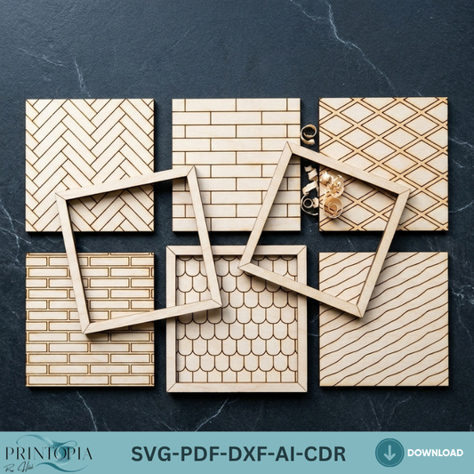 Modern Geometric Wood Wall Art Laser Cut Files Set Interior Decor Pattern Templates