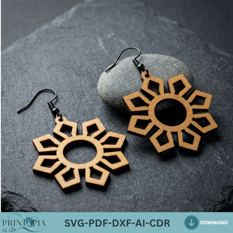 Geometric Wooden Earring Laser Cut Patterns Boho Mandala Jewelry Cutting Templates