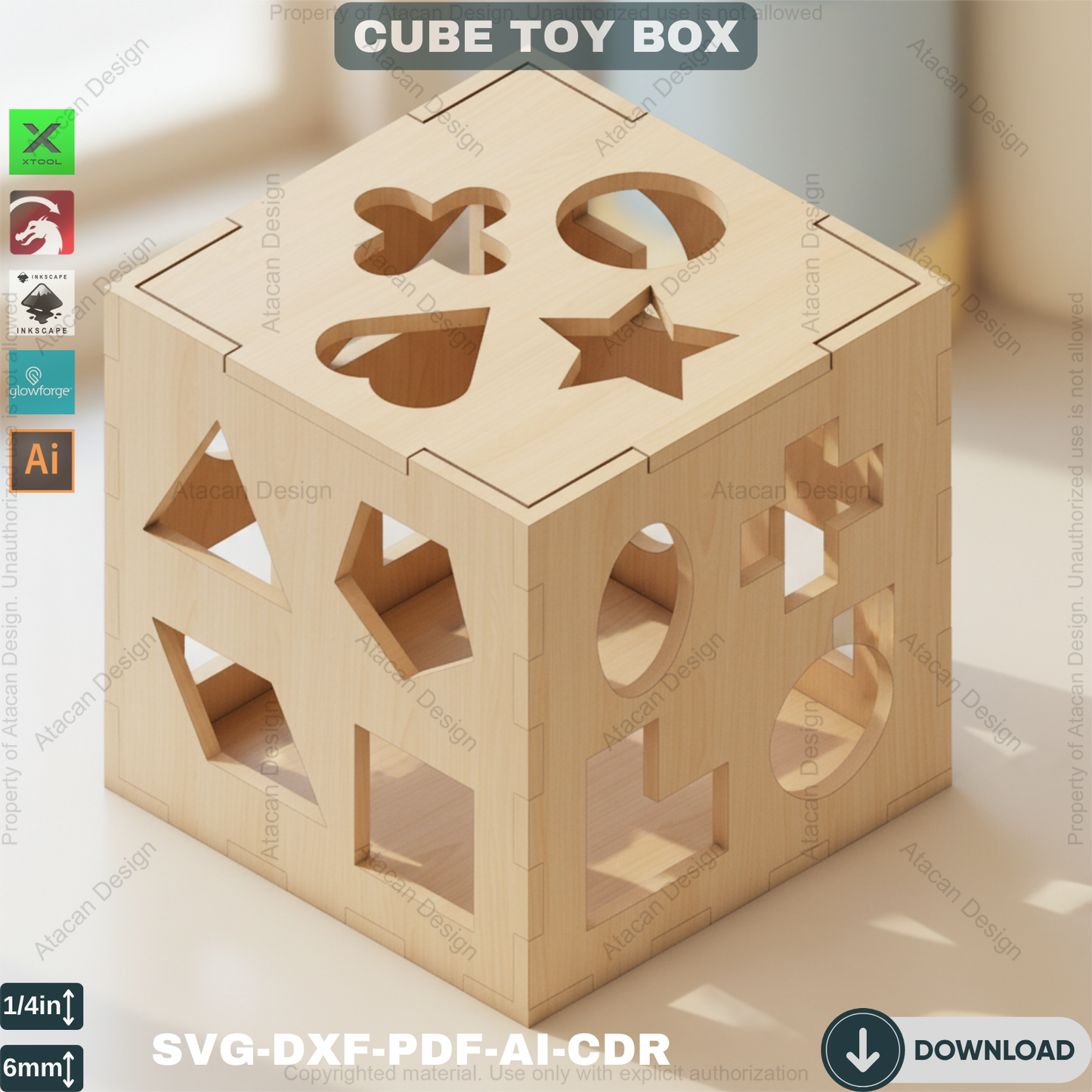 Wooden Shape Sorting Box - Laser Cut Puzzle for Early Childhood Development 537