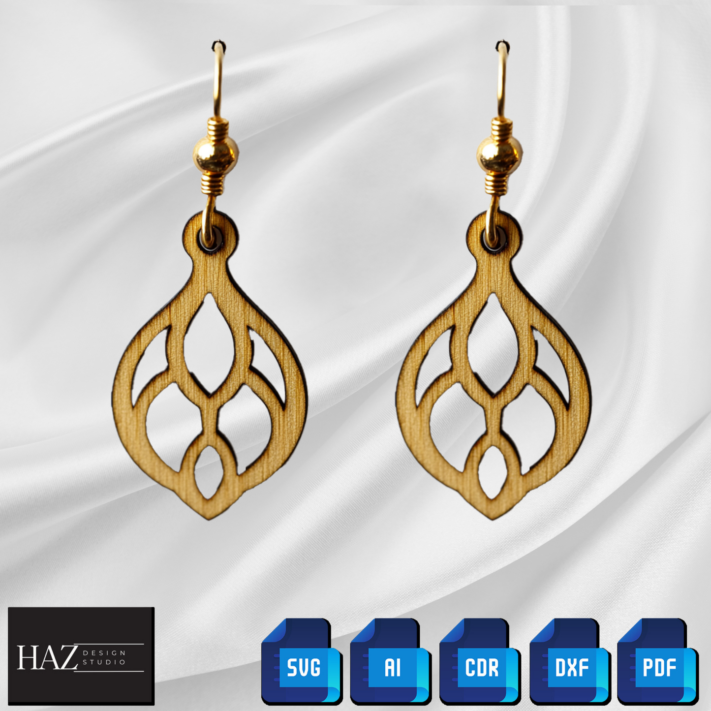 Elegant Wooden Earring Template Set for Laser Cutters - Digital Download 337