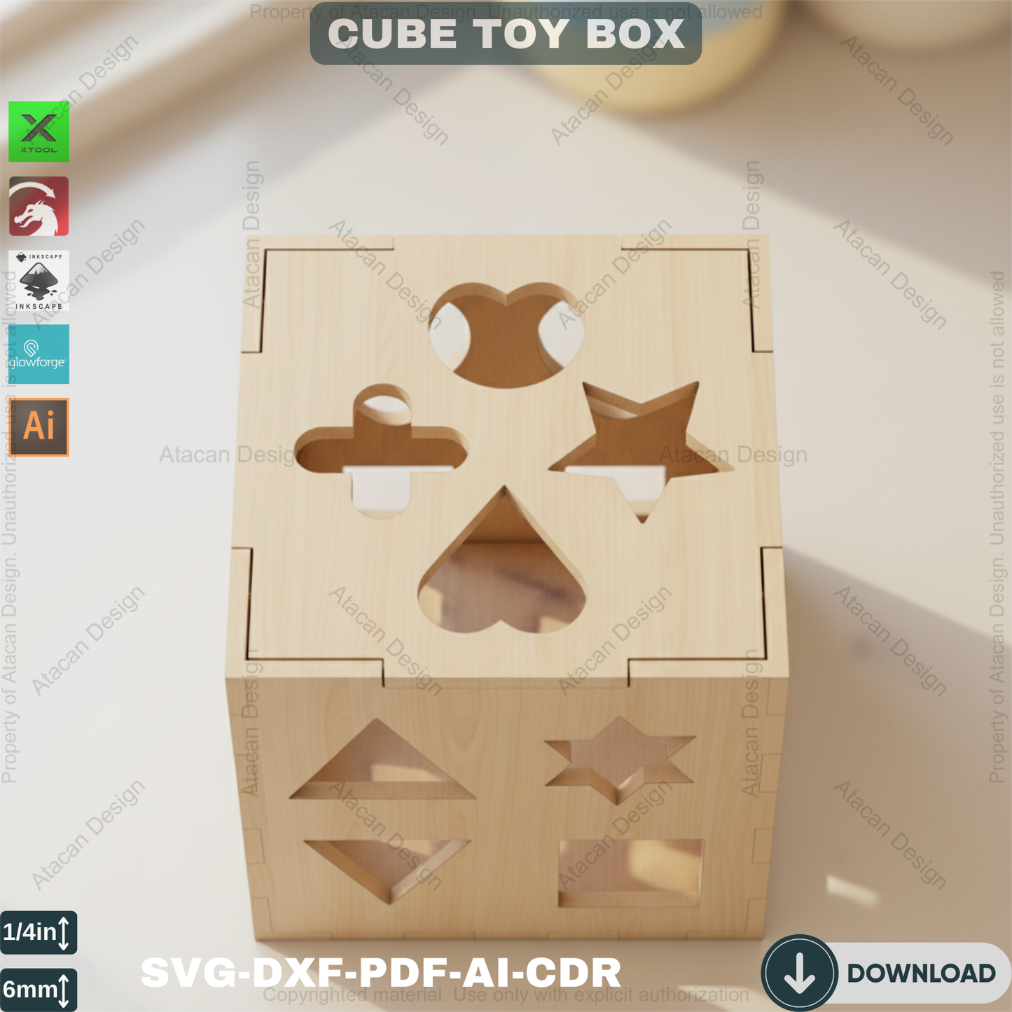 Wooden Shape Sorting Box - Laser Cut Puzzle for Early Childhood Development 537