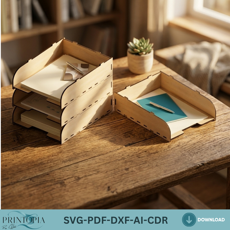 Stackable Wooden Paper Tray Document Organizer Office Desk Storage Sorter Design Desktop Stationary