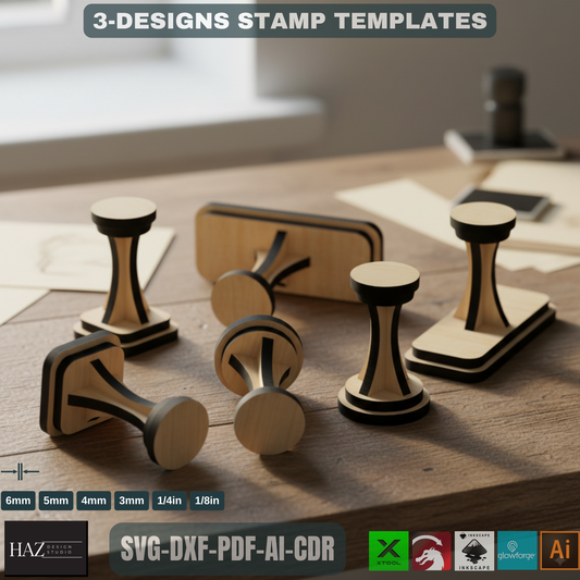 Customised Stamp Handle Plan / Wooden Personalise Stamper / Laser Cut Stamps / Custom Glowforge Files SVG DXF CDR Ai 060