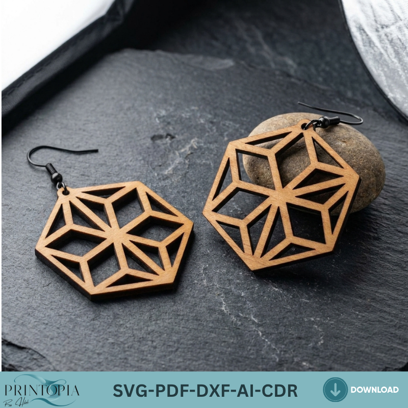 Geometric Wooden Earring Laser Cut Patterns Boho Mandala Jewelry Cutting Templates