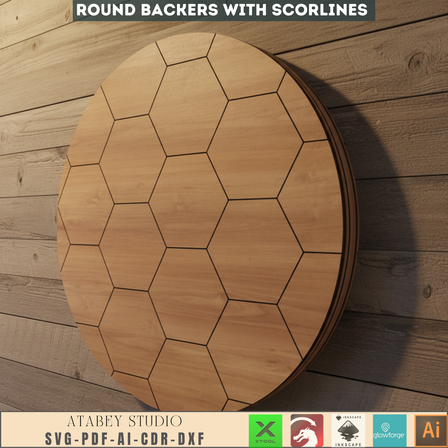 Faux Shiplap Round Pattern Set / Laser Engraving Scorelines Sign Backer for DIY Projects 687