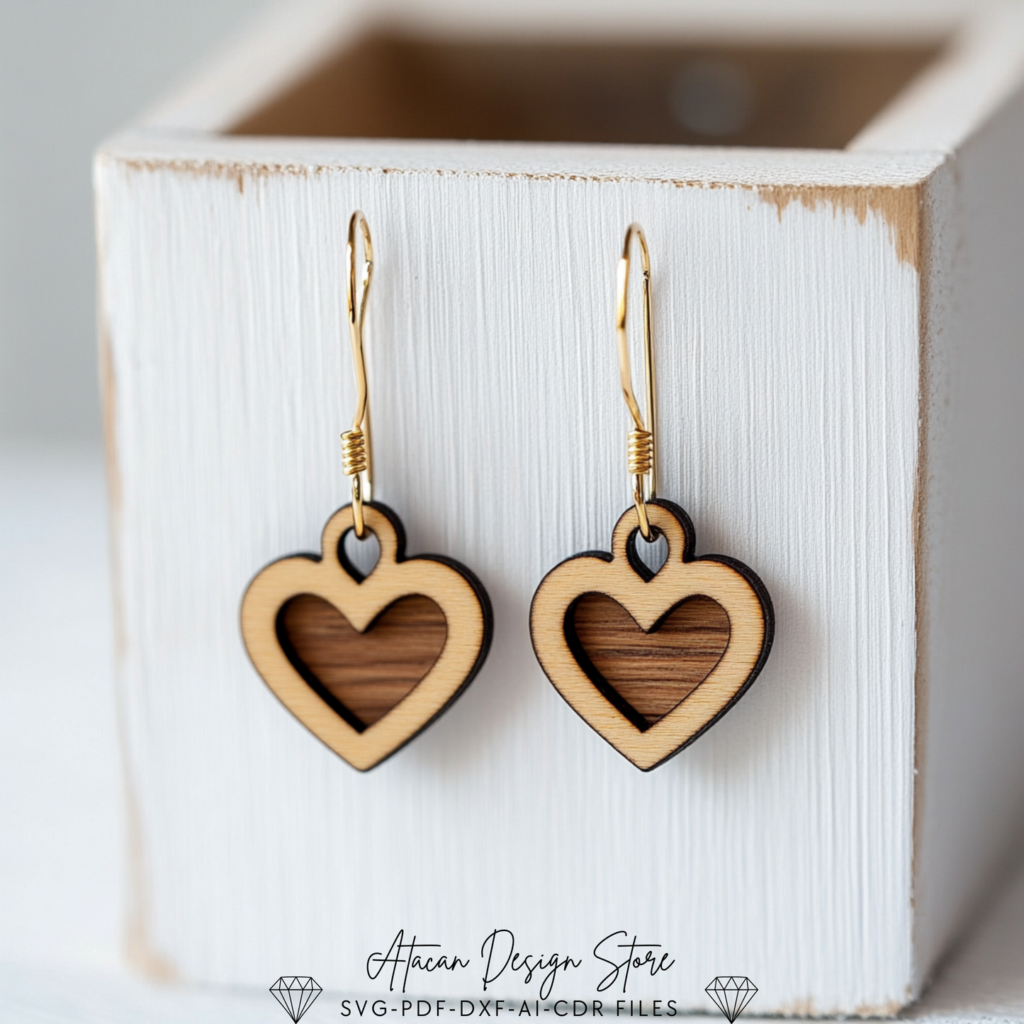 Angel, Heart & Tree Earring Designs | Laser Cut Wooden Earring Template for Jewelry Making 726