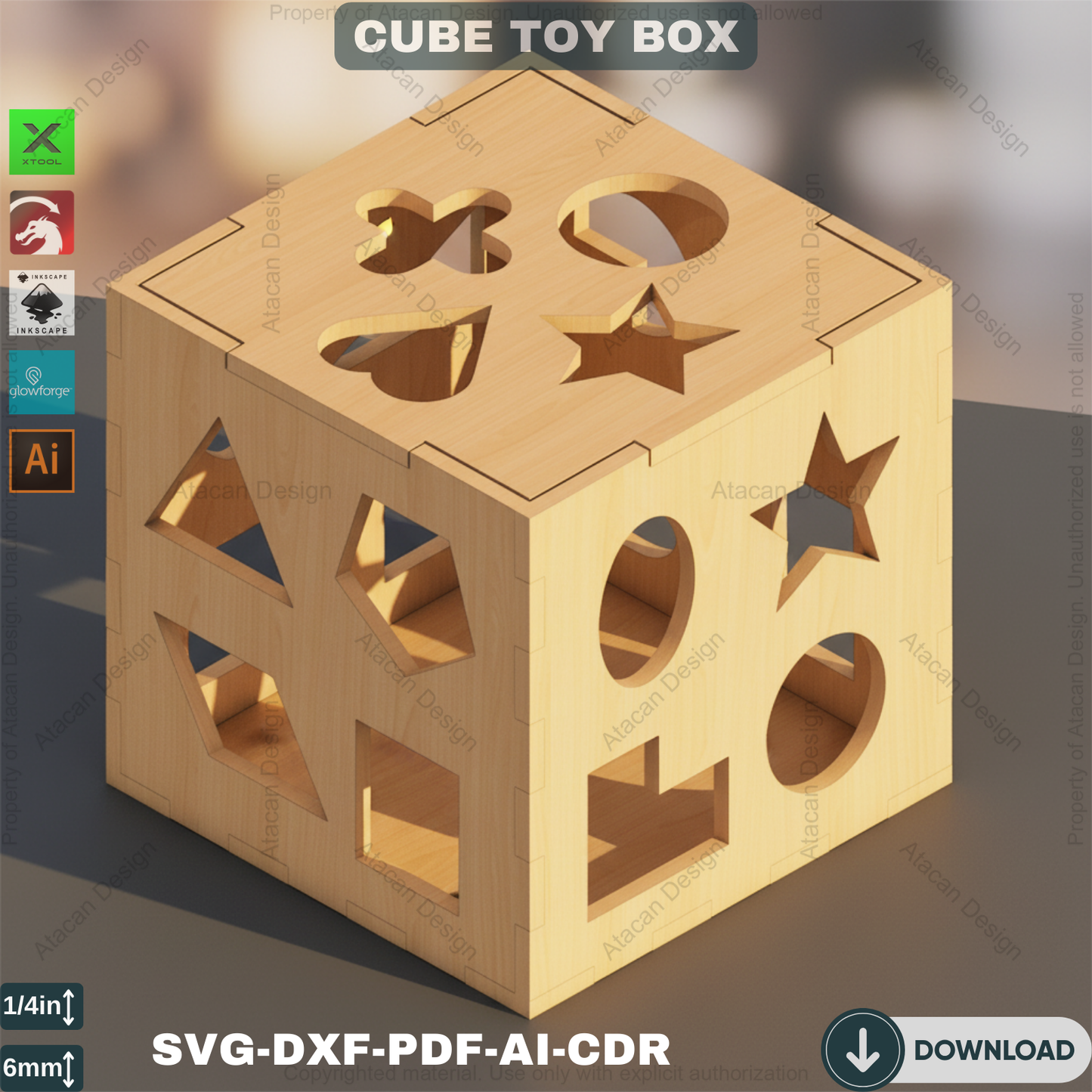 Wooden Shape Sorting Box - Laser Cut Puzzle for Early Childhood Development 537