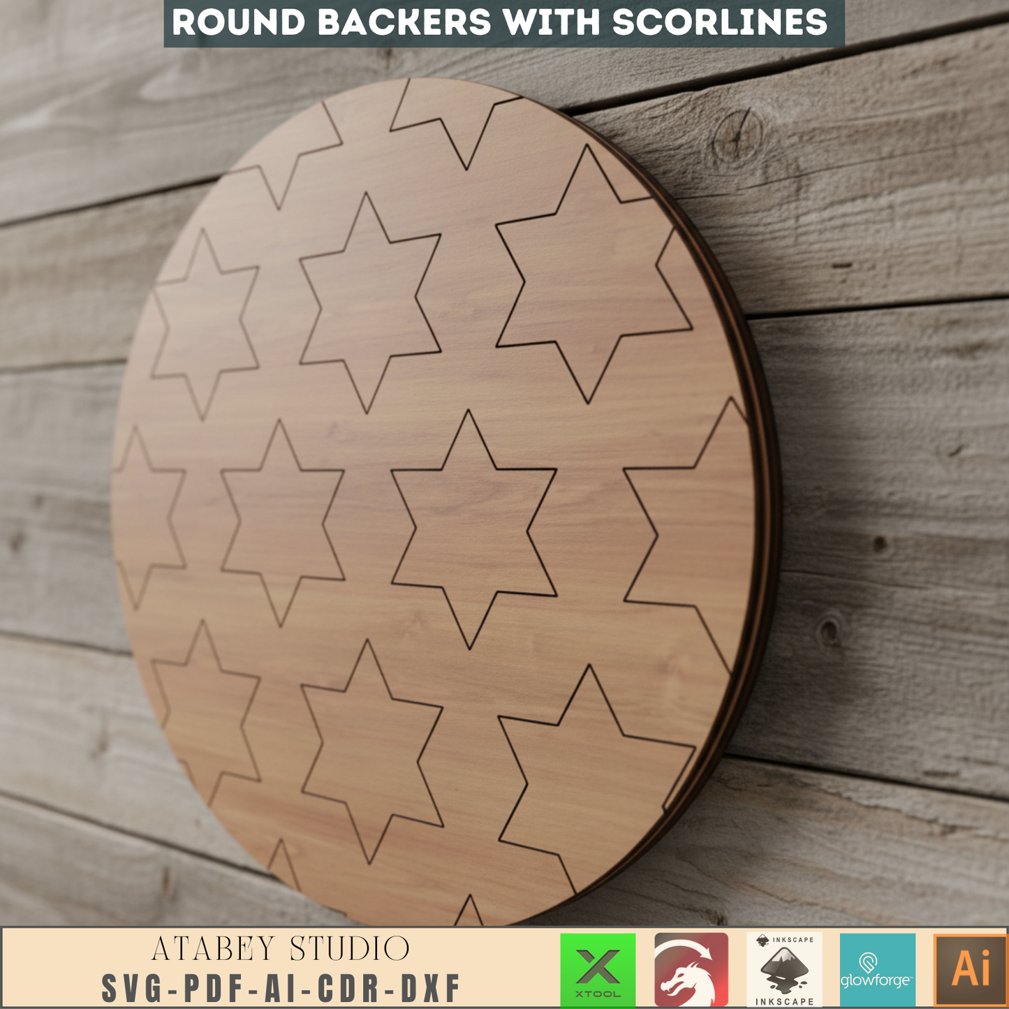 Faux Shiplap Round Pattern Set / Laser Engraving Scorelines Sign Backer for DIY Projects 687