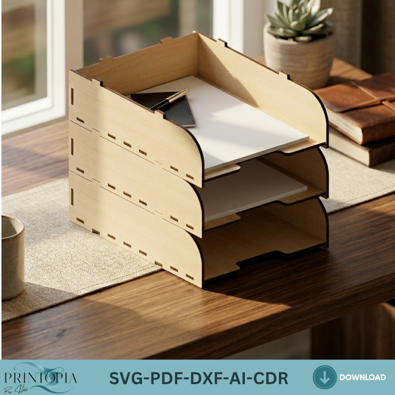 Stackable Wooden Paper Tray Document Organizer Office Desk Storage Sorter Design Desktop Stationary