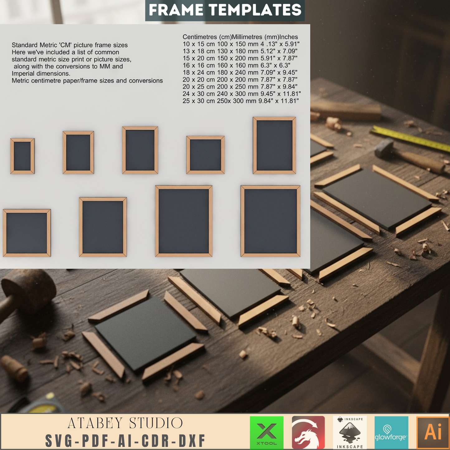 Digital Picture Frame Templates for Laser Cutting – Instant Download – Customizable Photo Frame SVG Files for Crafts and Decor