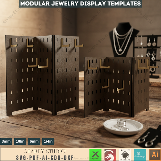 Extendable Jewelry Displays / Earring Stands / Pendant Ornament Holders / Keychain Organizers / Laser Cut Files SVG, DXF, CDR Download 548