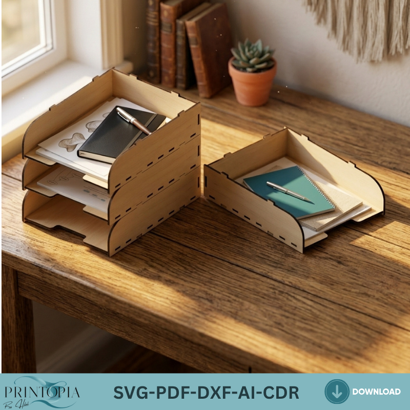 Stackable Wooden Paper Tray Document Organizer Office Desk Storage Sorter Design Desktop Stationary