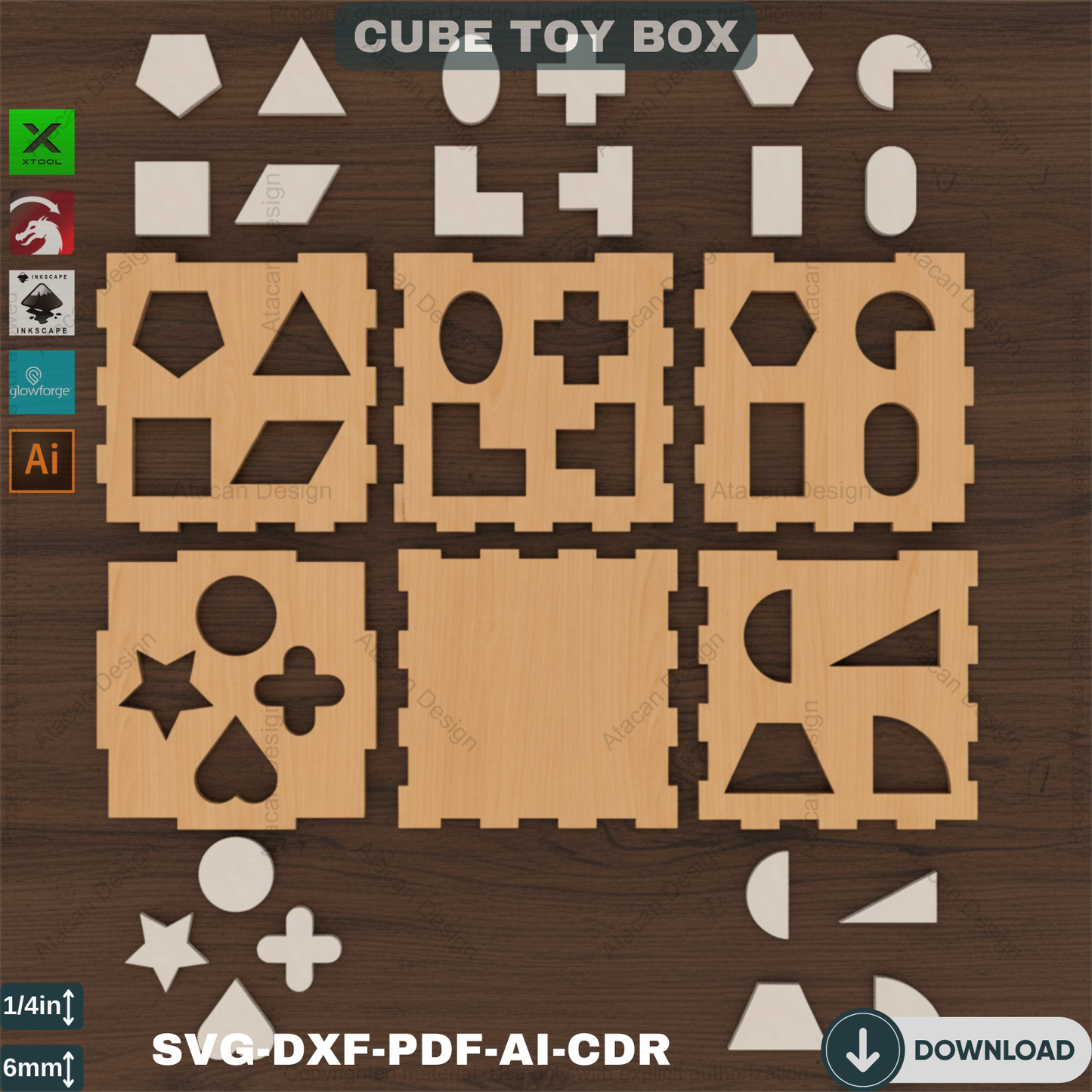Wooden Shape Sorting Box - Laser Cut Puzzle for Early Childhood Development 537
