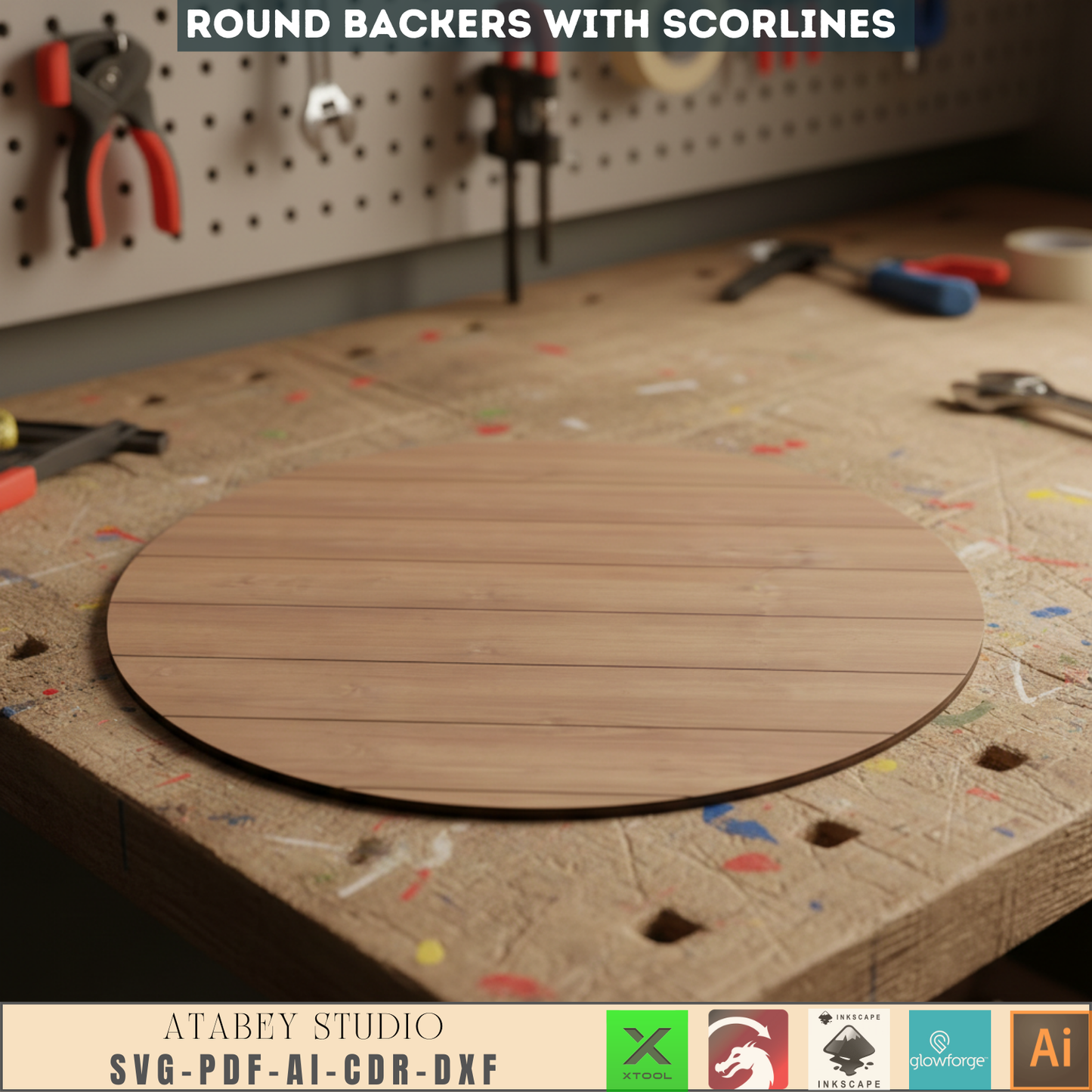Faux Shiplap Round Pattern Set / Laser Engraving Scorelines Sign Backer for DIY Projects 687