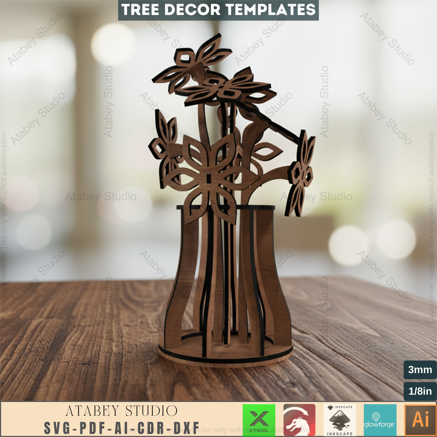 DIY 3D Wooden Flower Vase - Laser Cut Floral Design - Bouquet Model Unique Home Decor 793