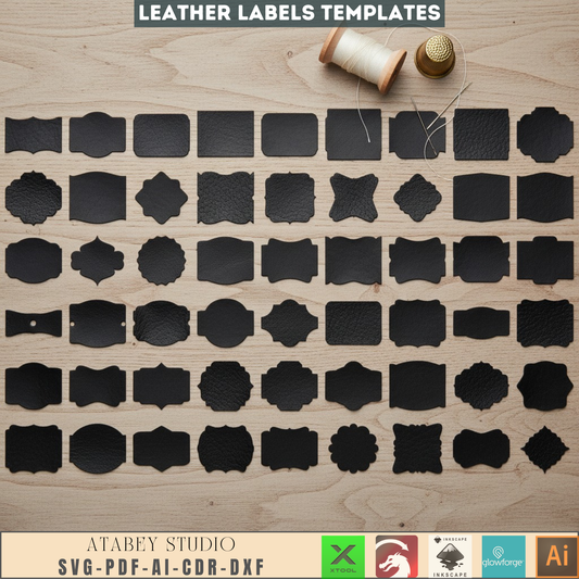 Laser Cut Leather Labels SVG Bundle - Craft Templates for DIY Projects - Digital Files for Xtool Glowforge