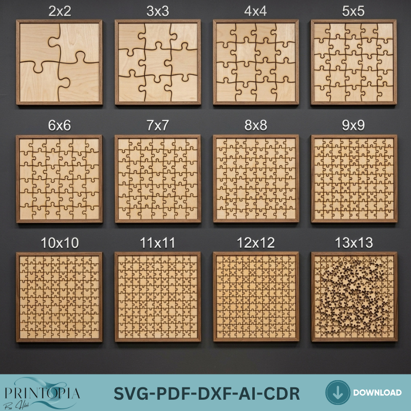 Wooden Jigsaw Puzzle Template Bundle Custom Puzzles Personalized Toy Gift DIY Pattern