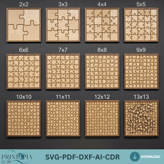 Wooden Jigsaw Puzzle Template Bundle Custom Puzzles Personalized Toy Gift DIY Pattern