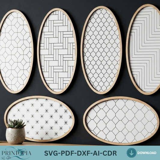 Modern Geometric Wall Art Laser Cut Files Wooden Frame Pattern Decor Minimalist Abstract Wall Hanging Templates