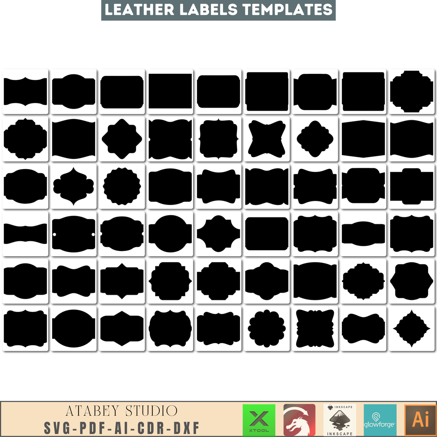 Laser Cut Leather Labels SVG Bundle - Craft Templates for DIY Projects - Digital Files for Xtool Glowforge