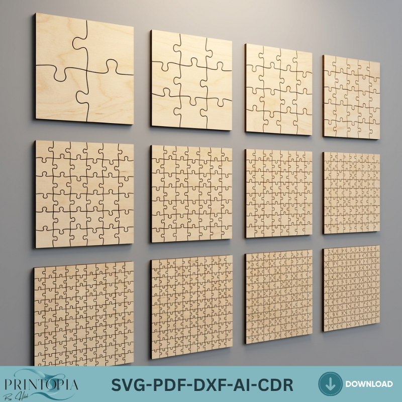 Wooden Jigsaw Puzzle Template Bundle Custom Puzzles Personalized Toy Gift DIY Pattern