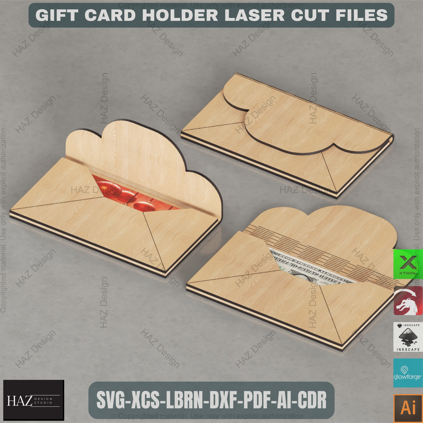 Creative Laser Cut Gift Card Box Files, Multi-Design Money Pocket Template, Instant DIY Project for Laser Crafters Description: