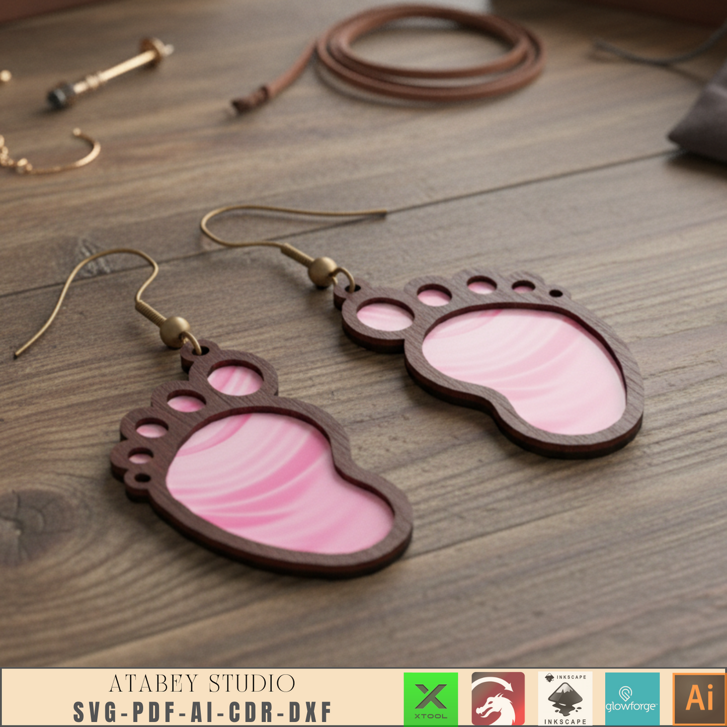 Laser Cut Wooden Earrings / Jewelry Set / Creative Earring Designs for Laser Cutting 953