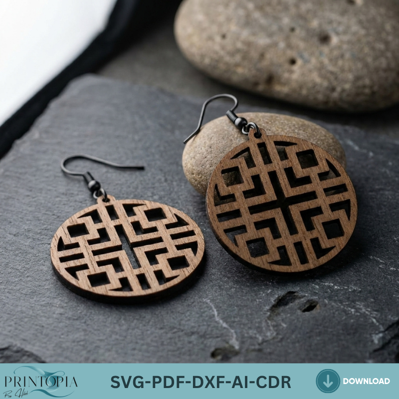 10 Wooden Earring Laser Cut Files SVG Bundle Geometric Jewelry Templates DIY Wood Earring