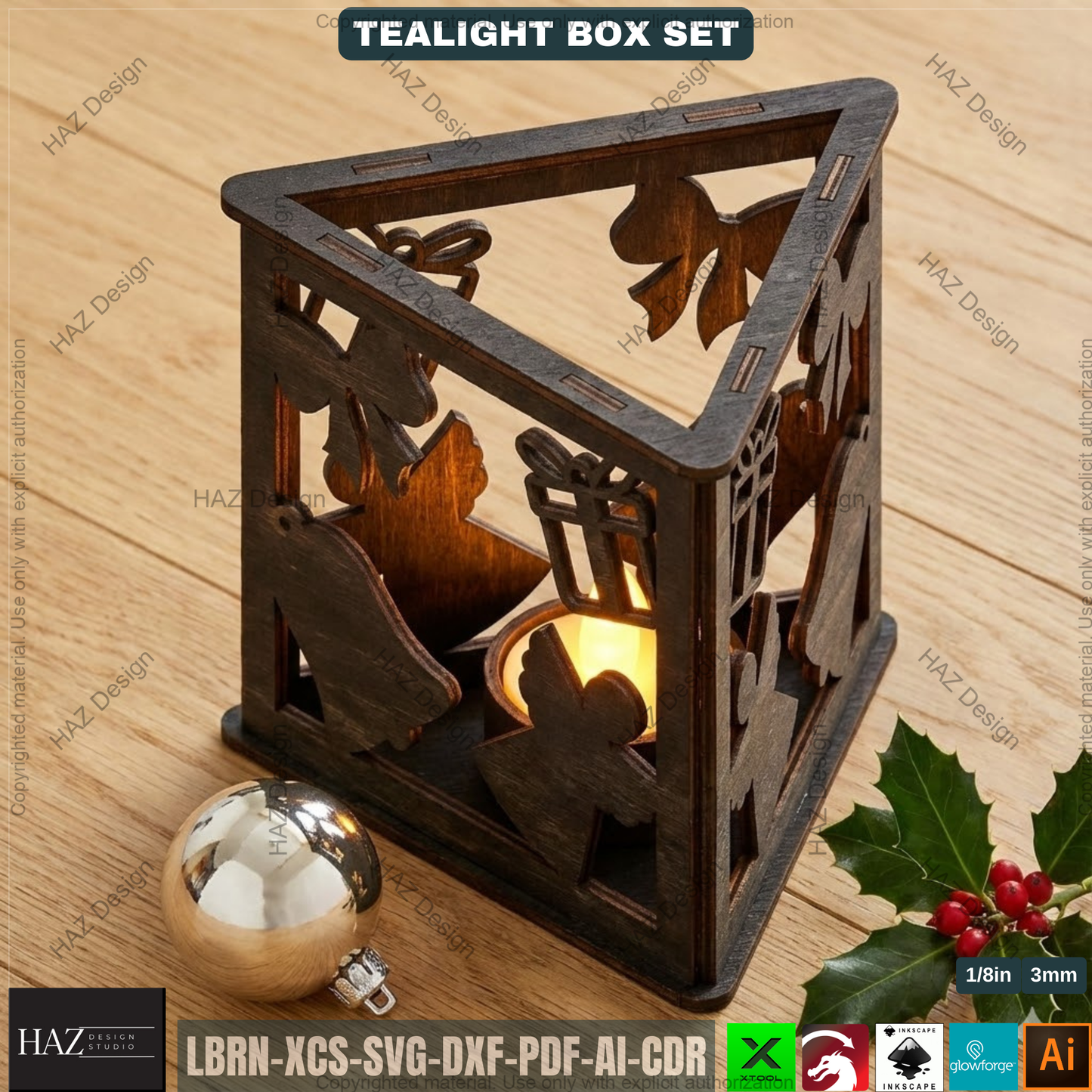 Christmas Lantern Laser Cut Plan, Triangle Tealight Holder, Xmas Table Centerpiece, Holiday Wood Decor 508