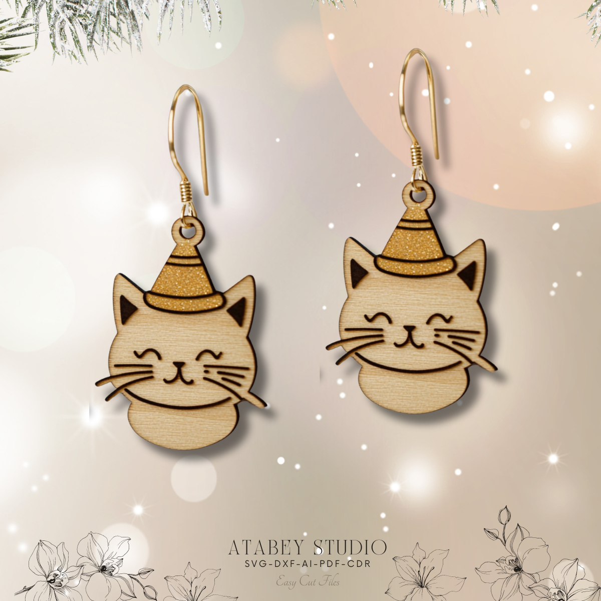 Christmas Earrings Collection - Adorable Festive Designs for Laser Cutting 875