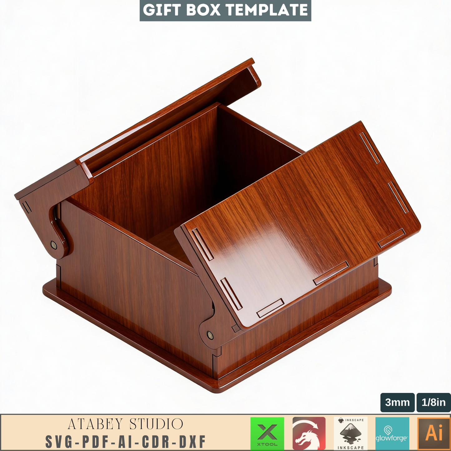Laser Cut Wooden Gift Box Template with Sliding Lid | Luxury Plywood Jewelry Box Design for Laser Cutting Projects 985