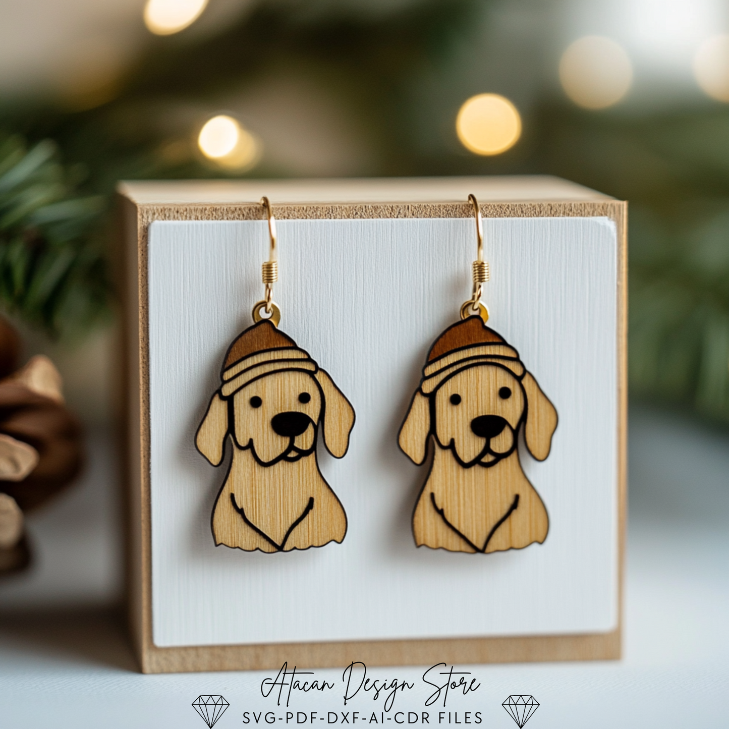 Christmas Dog Earrings Template - Laser Cut Ready for Festive Jewelry Making 723