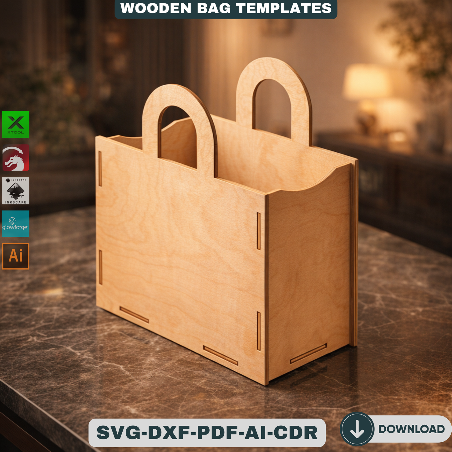 Wooden Purse Bundle Laser Cut Gift Bag Templates DIY Wood Handbag Set Laser Cut Box Designs Unique Gift for Her 933