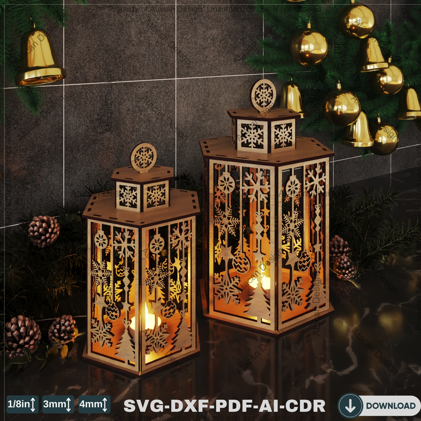 Christmas Lantern Design for Laser Cutting | Festive Night Light & Candle Holder Patterns 788