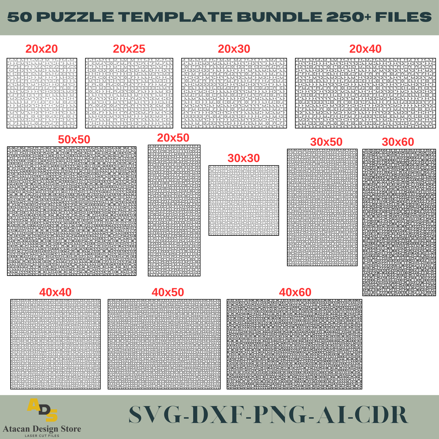 Jigsaw Puzzle Creator's Dream, 50 Designs, 250+ Files - Craft Your Own Puzzles, Puzzle Laser SVG File, Digital Download 728