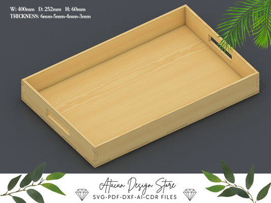 Elegant Flat Wooden Tray Design - Perfect for Coffee, Tea, and More - Ideal for Laser Cutting Machines 676