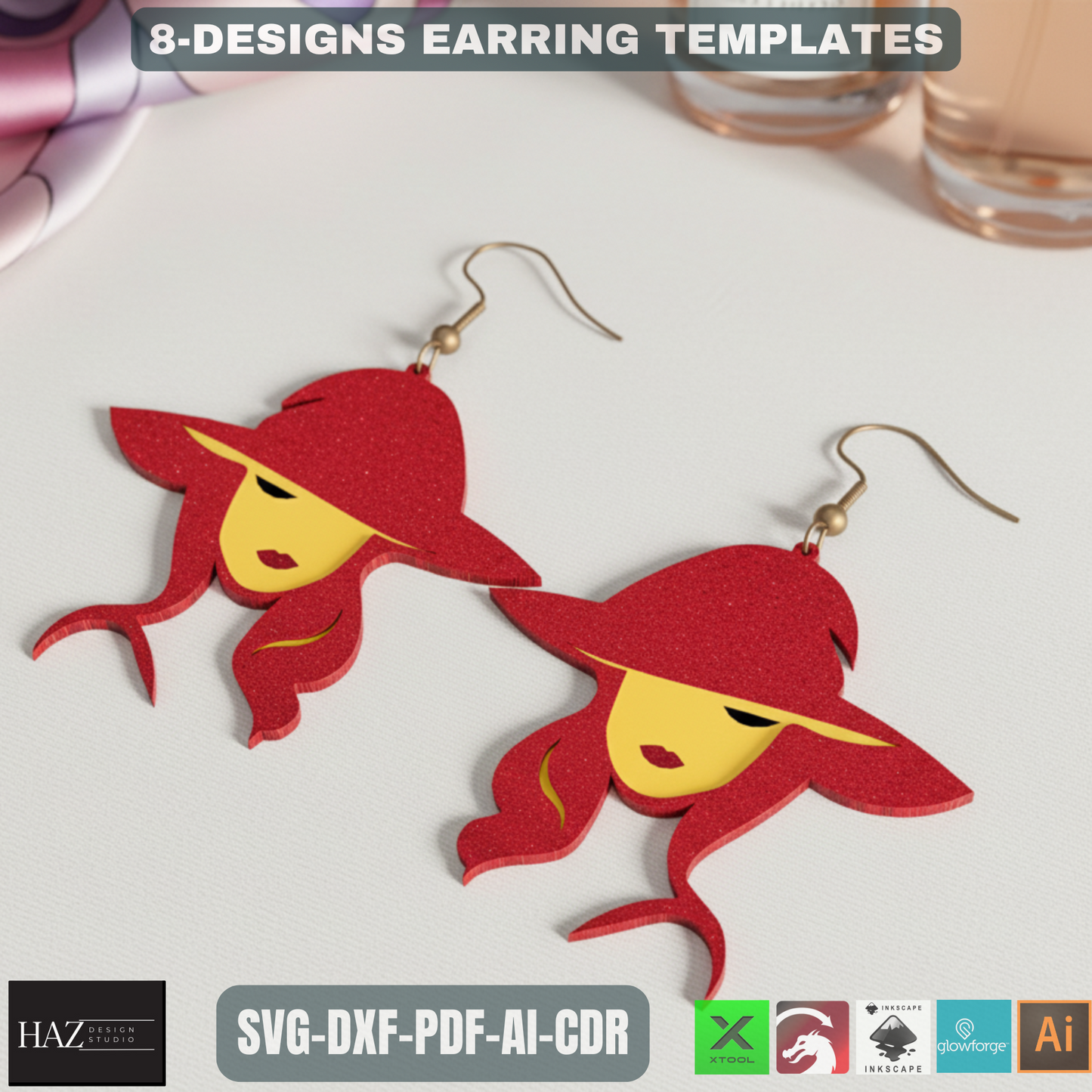 Laser Cut Earring SVG Bundle, Unique Wood Earring Designs, DIY Jewelry Files for Laser Cutter 478