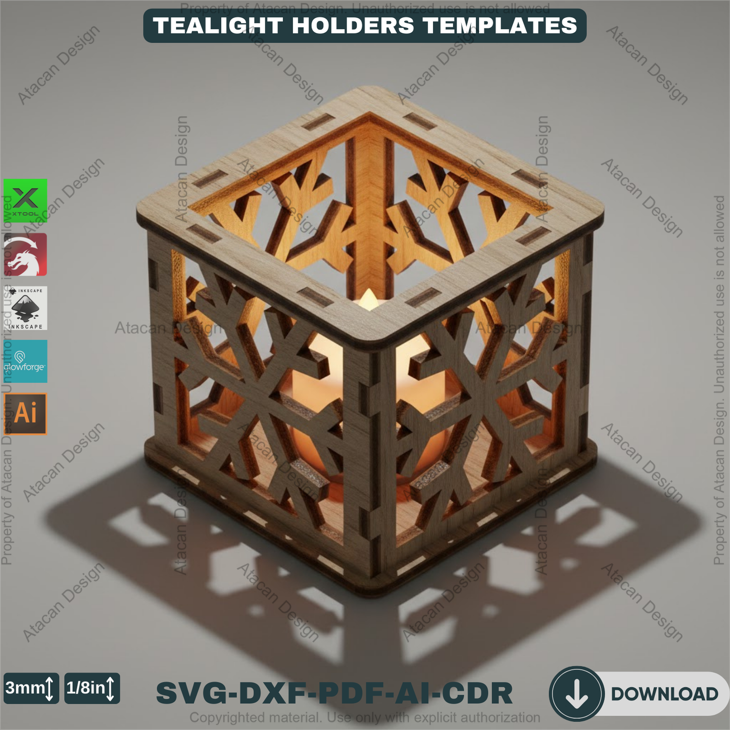 Snowflake Lantern Laser Cut Plans, Wooden Candle Box Template, Christmas Table Centerpiece, Winter Home Decor, 920